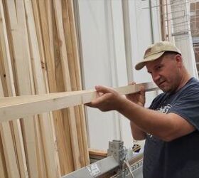 Choosing lumber at the hardware store.