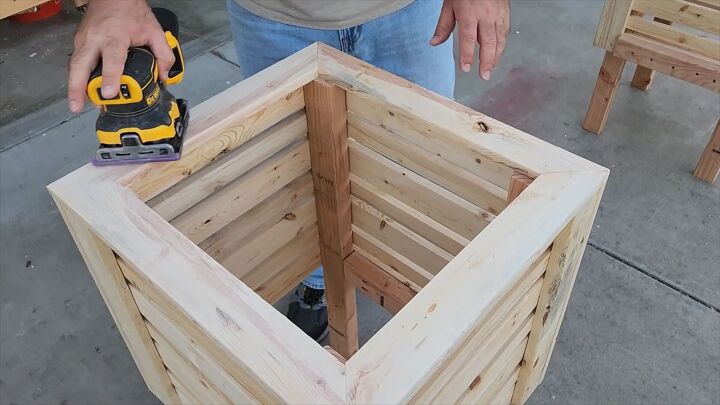 Preparing to apply Cabot Stain.