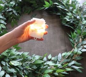 Wrap fairy lights around your wreath planter