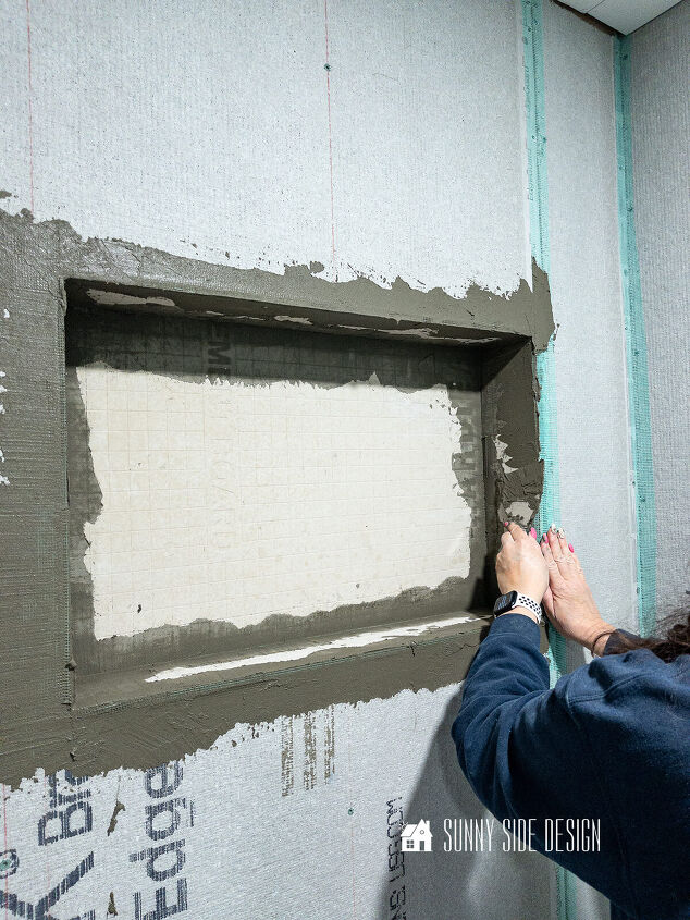 Mortar is applied to all of the cement board and mesh seams