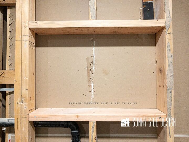 Framed out area for the bathroom niche