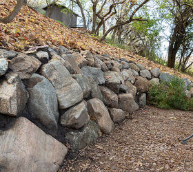Small stone retaining wall in the fall