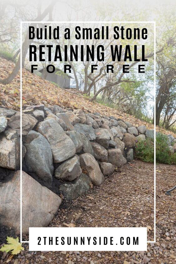 PInterest image a DIY Stone retaining wall on a slope