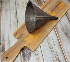 You'll need a funnel and a wood cutting board for this totally unexpected decor idea