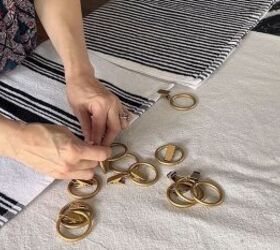 Clipping curtain rings to kitchen towels