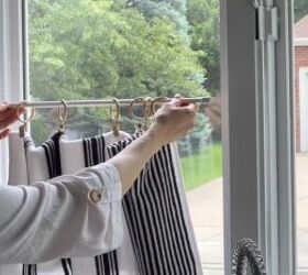 Hanging tea towel curtains on tension rods