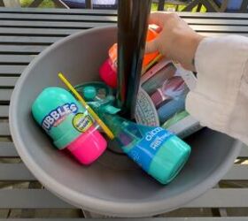 DIY outdoor table storage