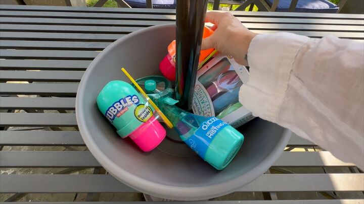 DIY outdoor table storage