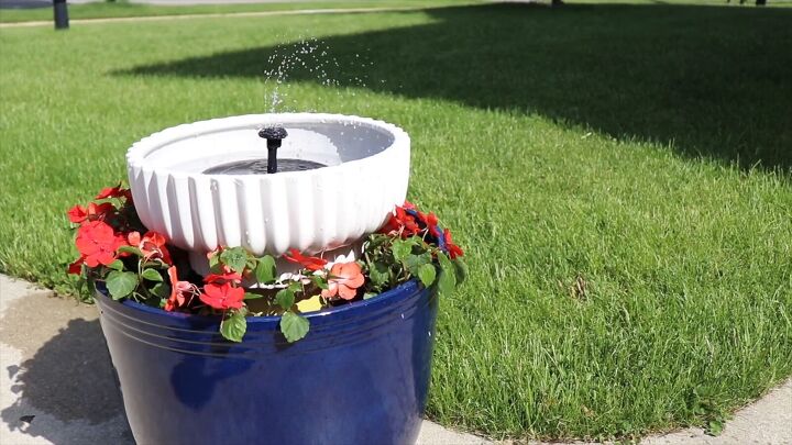 Create a flower pot water feature