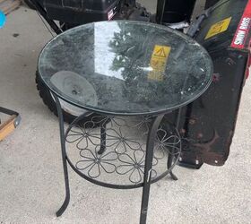 Recycled shower curtain table update