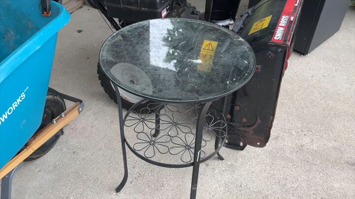 Recycled shower curtain table update