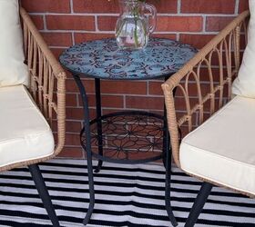 Recycled Shower Curtain Hack: How to Update an Outdoor Side Table