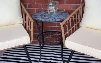 Recycled Shower Curtain Hack: How to Update an Outdoor Side Table