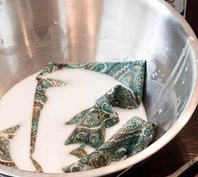 Soak squares of fabric in starch for this unique furniture flip idea