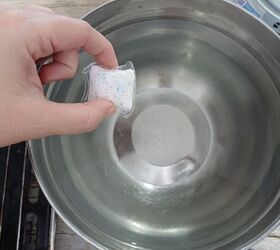 Add a dishwasher tablet to hot water for an effortless way to clean burners