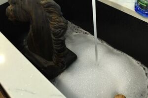 She puts a concrete statue in her sink for this gorgeous idea