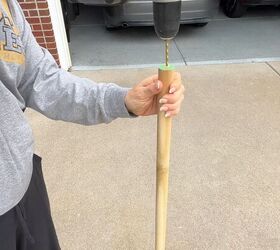 Drill centered holes in the dowel rod for the finials