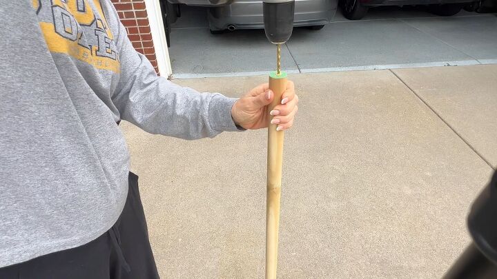 Drill centered holes in the dowel rod for the finials
