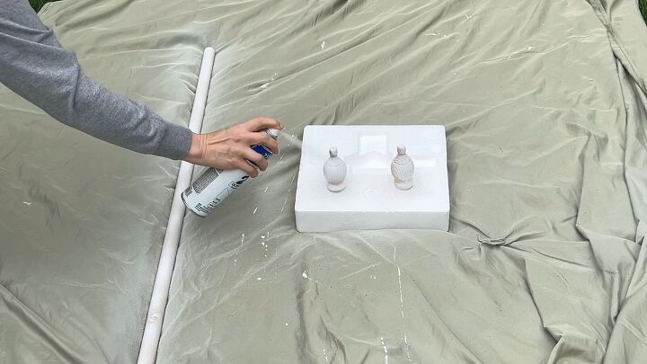 Spray paint the dowel rod and finials