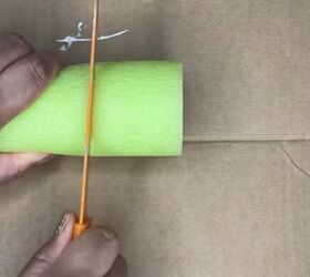 She cuts up a pool noodle for this easy fall decor idea