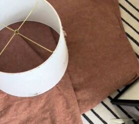 She lays a shower curtain under a lampshade for this too-easy-to-be-true upcycle