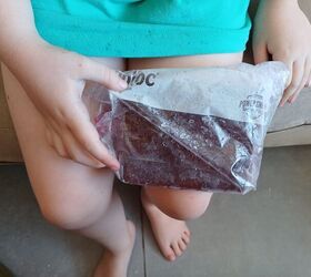 Homemade cold pack in action: perfect for soothing sore muscles and injuries.