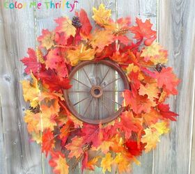 Easy Upcycled Wheel Fall Wreath
