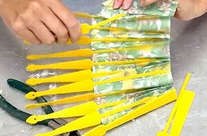 She takes apart an old fabric fan for this gorgeous outdoor idea