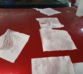 She soaks paper towels in rubbing alcohol and lays them on her car hood for this clever fix