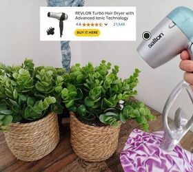 A hairdryer set to cold air makes dusting houseplants quick and easy!