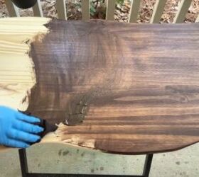 Applying gel stain to enhance the natural grain of the wood