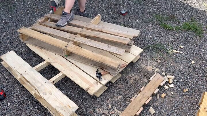 Measuring and cutting the pallet boards with a miter saw