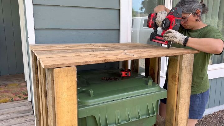 Secure the top boards with a brad nailer to complete the structure