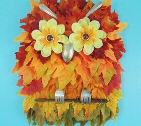 DIY Owl Wreath With Faux Fall Leaves