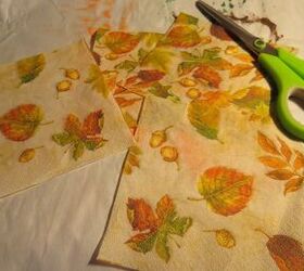 Cut up the prettiest fall napkins you can find for this decor trick