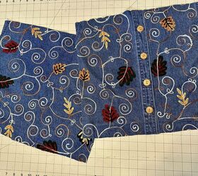 She cuts squares out of this old denim shirt for a sewing idea that's perfect for Hometalkers