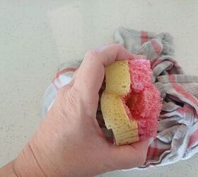 Cut a slit in the side of a sponge