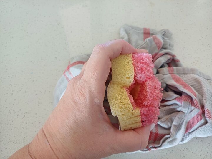 Cut a slit in the side of a sponge