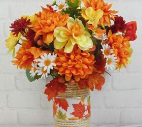 Easy Upcycled Rope Vase for Fall Flowers