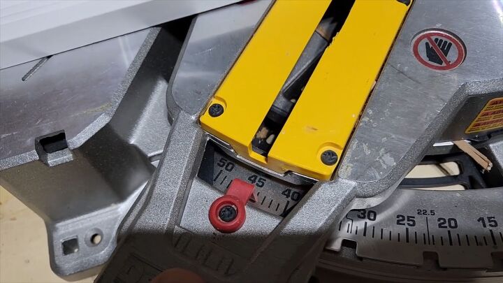 Set the miter saw to 45 degrees for precise cuts