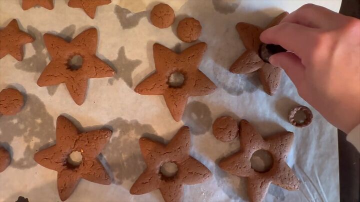 Freshly baked star cookies with centers cut out