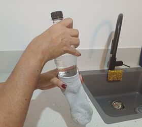 Pull a sock over a water bottle for this quick trick