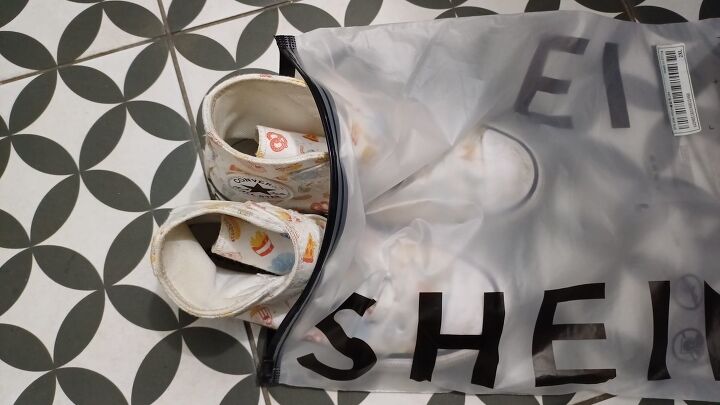 Store shoes in repurposed ziplock bags to keep dirt off your clothes while traveling.