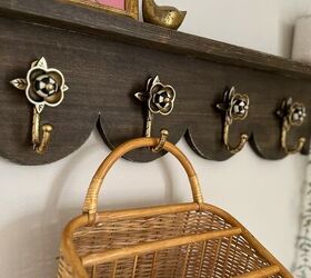 diy scalloped shelf with hooks, Gold flower petal wall hooks are adorable