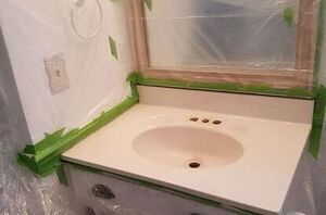 She tapes off her sink for this beautiful and simple transformation