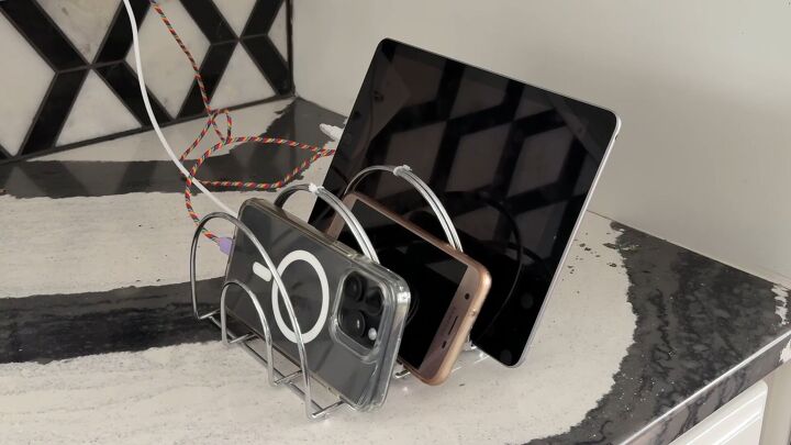 Tech devices neatly stored while charging