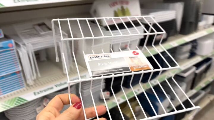 Wire storage shelves from the dollar store