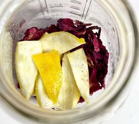 diy rose petal lavender and lemon surface cleaner spray, Add Lemon to Surface Cleaner
