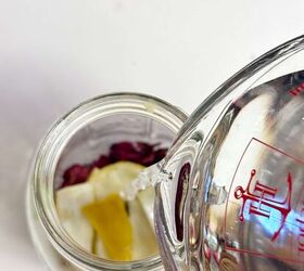diy rose petal lavender and lemon surface cleaner spray, Fill Jar With Distilled Vinegar