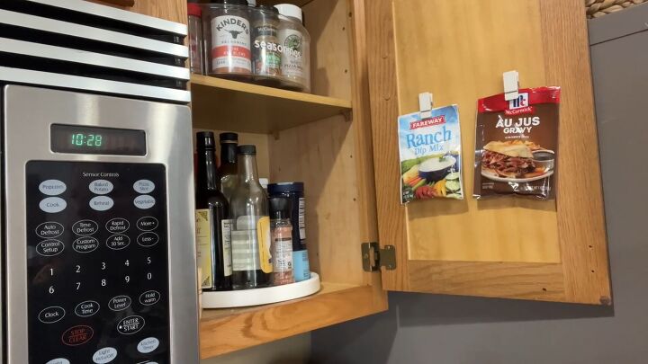 How to organize seasoning packets with cabinet door storage